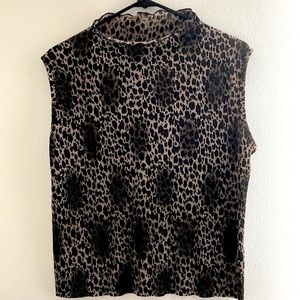 Animal Print Plisse Top Sz MP